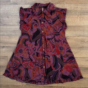 Free People Size Extra Small Shirtdress Sunny Days Mini Corduroy Dress Hippie